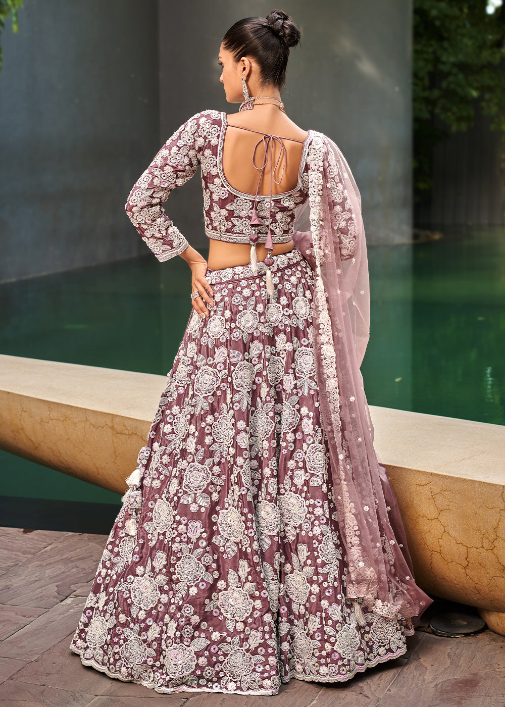 Twlight Lavender Purple Satin Lehenga Choli Intricate with Sequins Embroidery Work