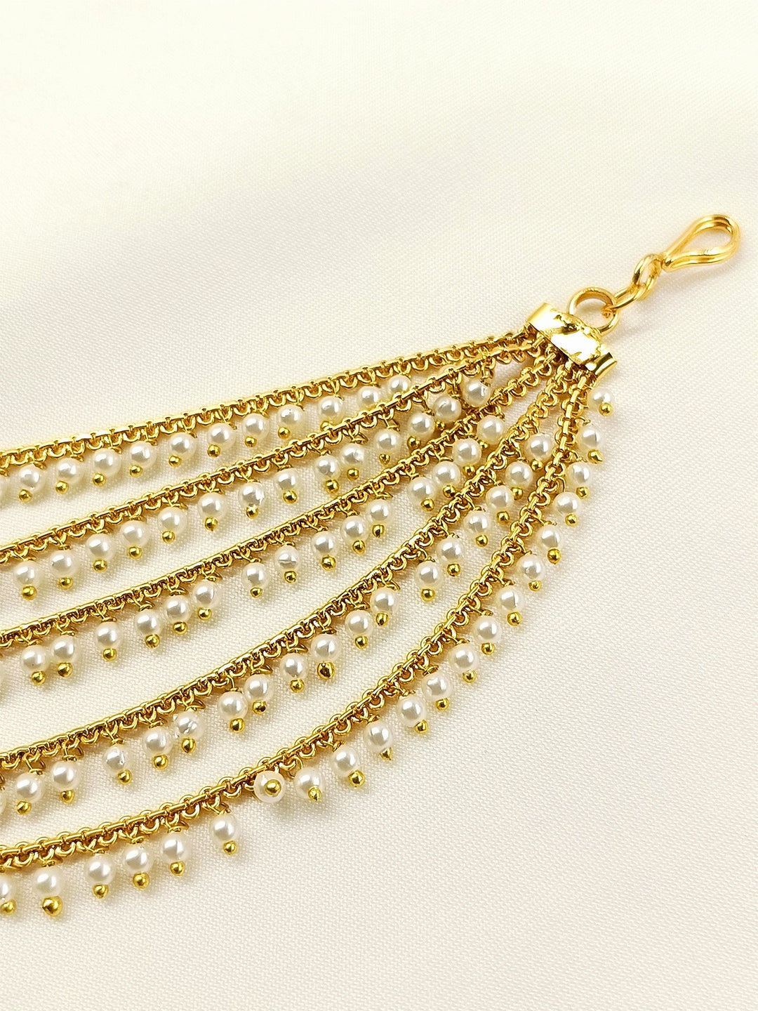 Kinjal Golden Traditional Ear Chain - Gold-Plated Brass