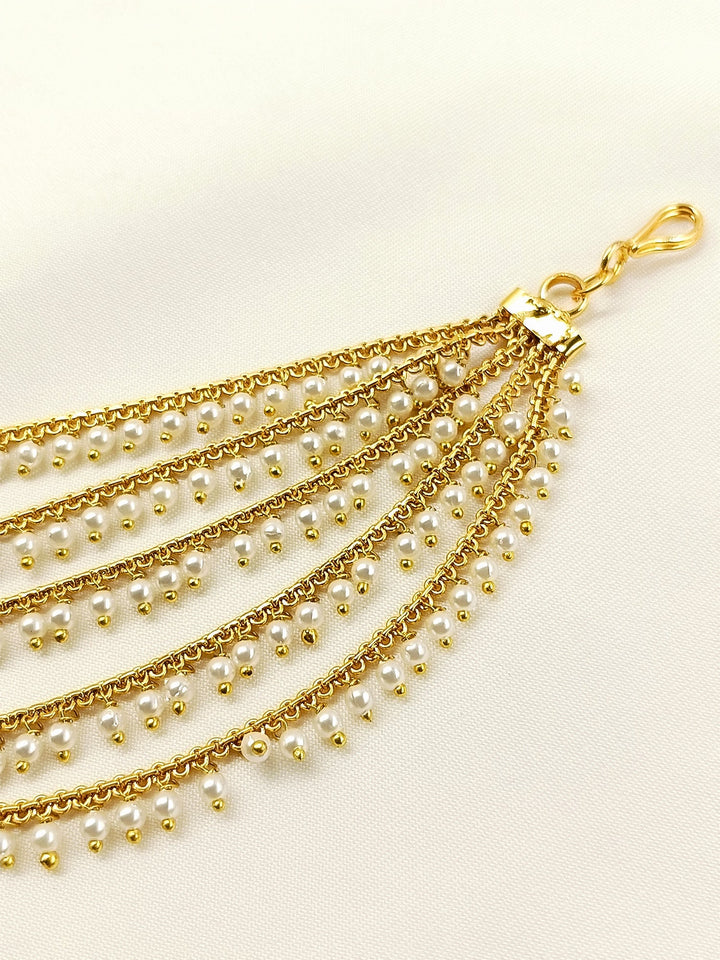 Kinjal Golden Traditional Ear Chain - Gold-Plated Brass