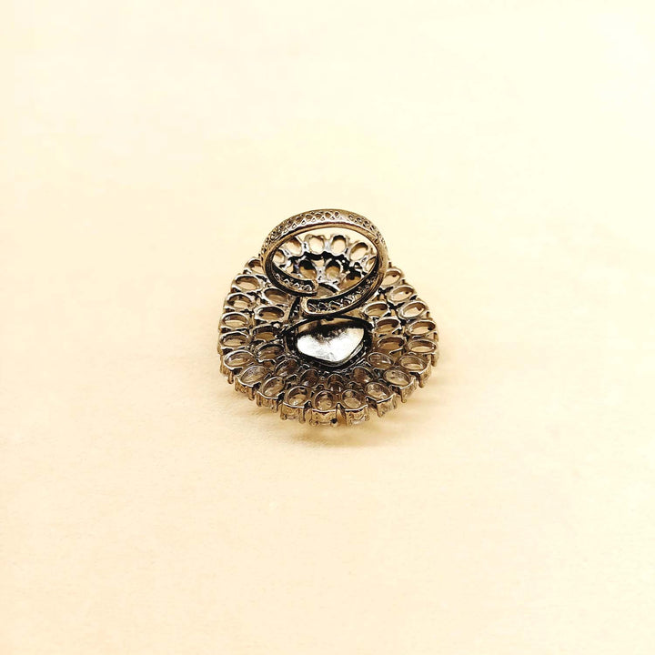 Ahalya Diamonds Gold & Rhodium Plated Victorian Ring