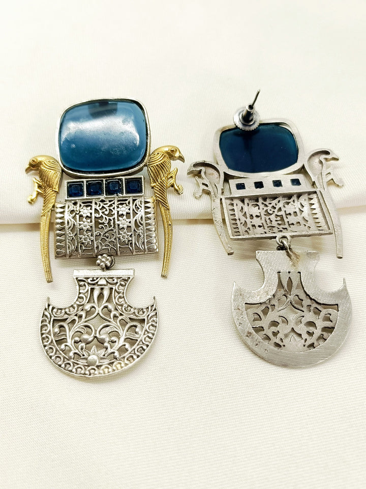 Mira Blue Oxidized Earring