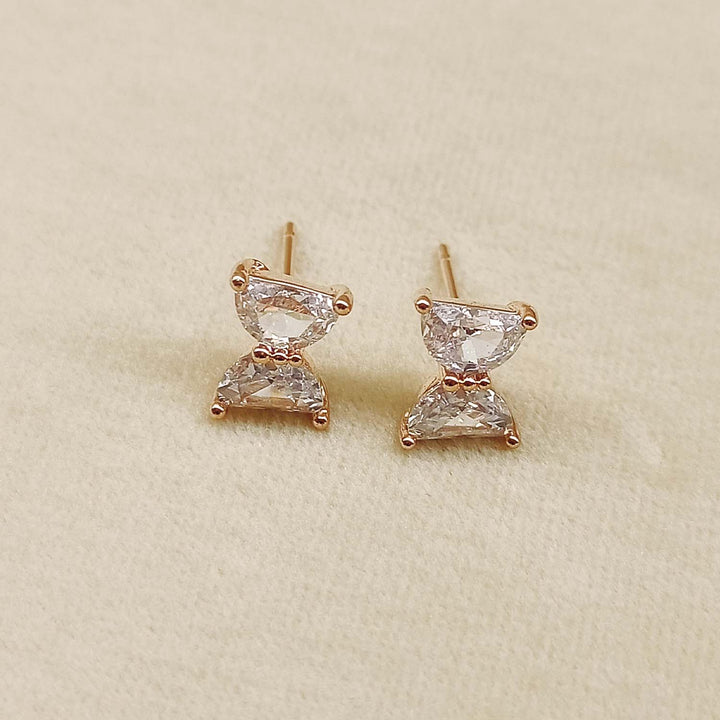 Ravee American Diamond Rose Plated Beautiful Stud