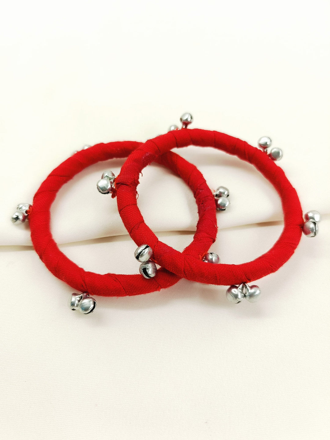 Samanvita Red Fabric Bangles with Ghungroo