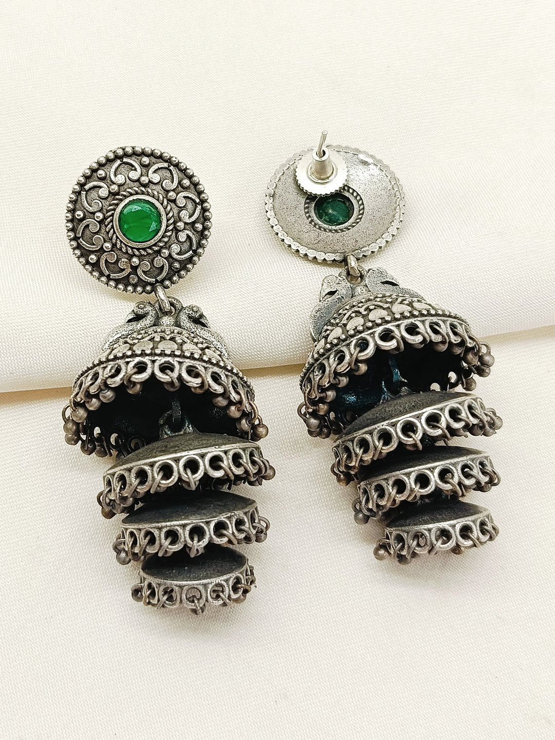 Lipi Green Oxidized Jhumki