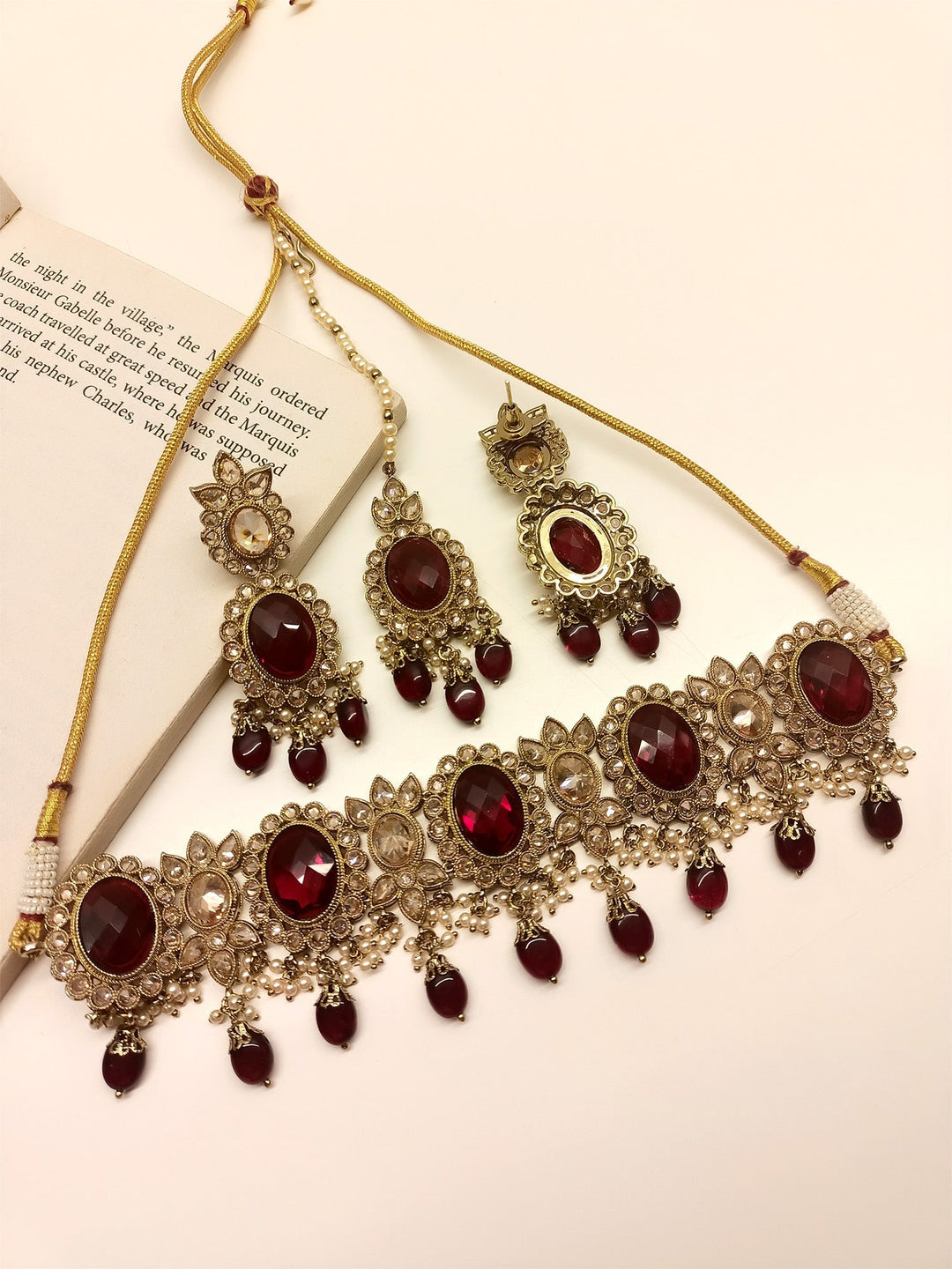 Aadhya Maroon Polki Choker Set