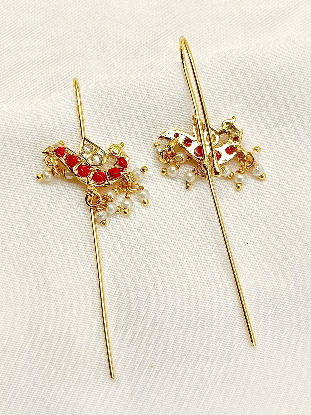 Jeenal Red Gold Plated Kundan Ear Cuff [ Price is for Pair ]