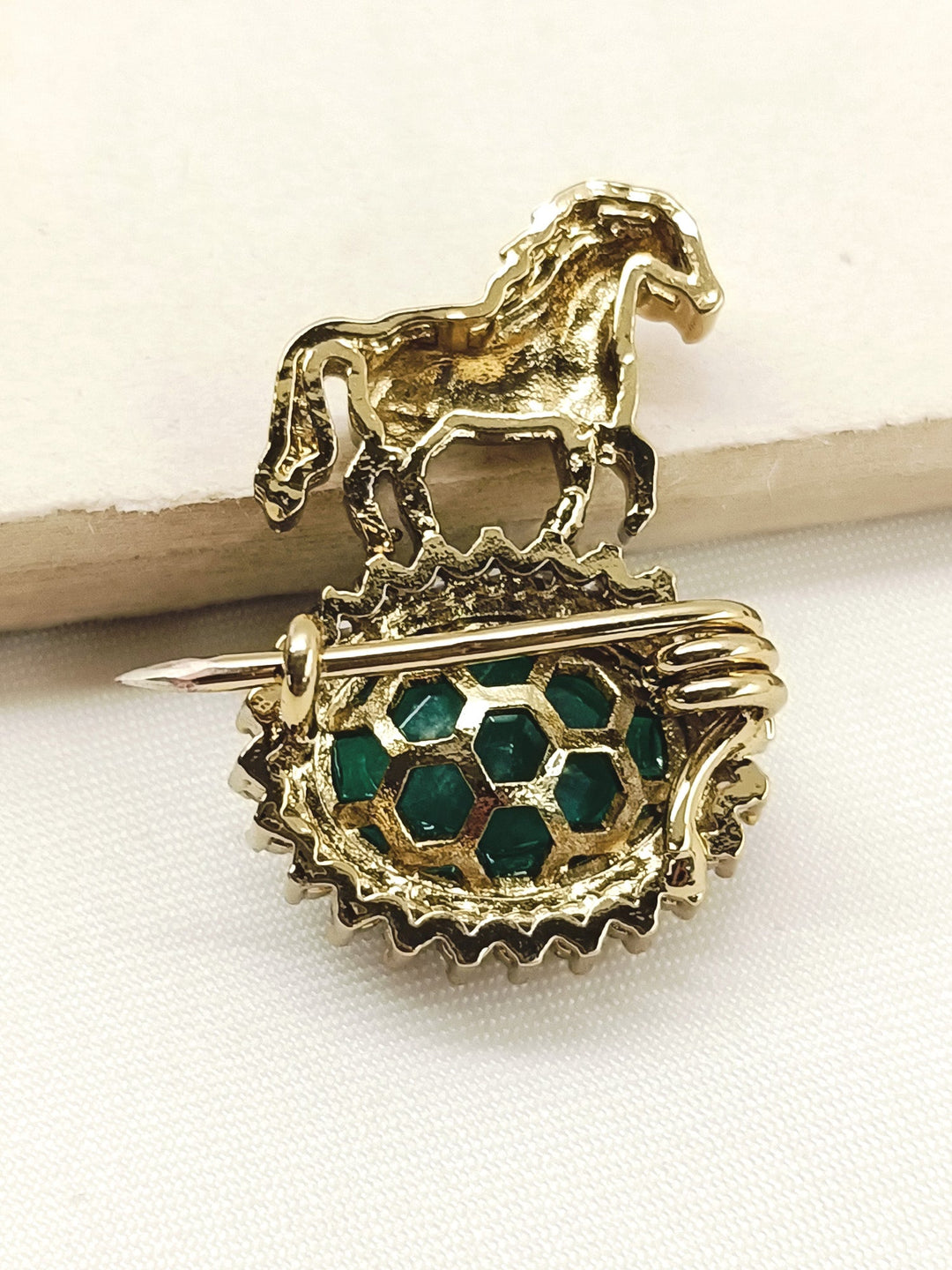 Saransh Green Horse Brooch