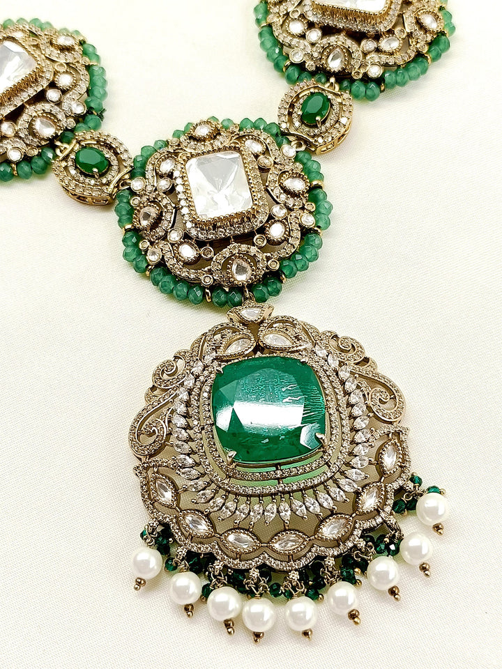 Niyansh Mint Green Groom Kundan Neckpiece