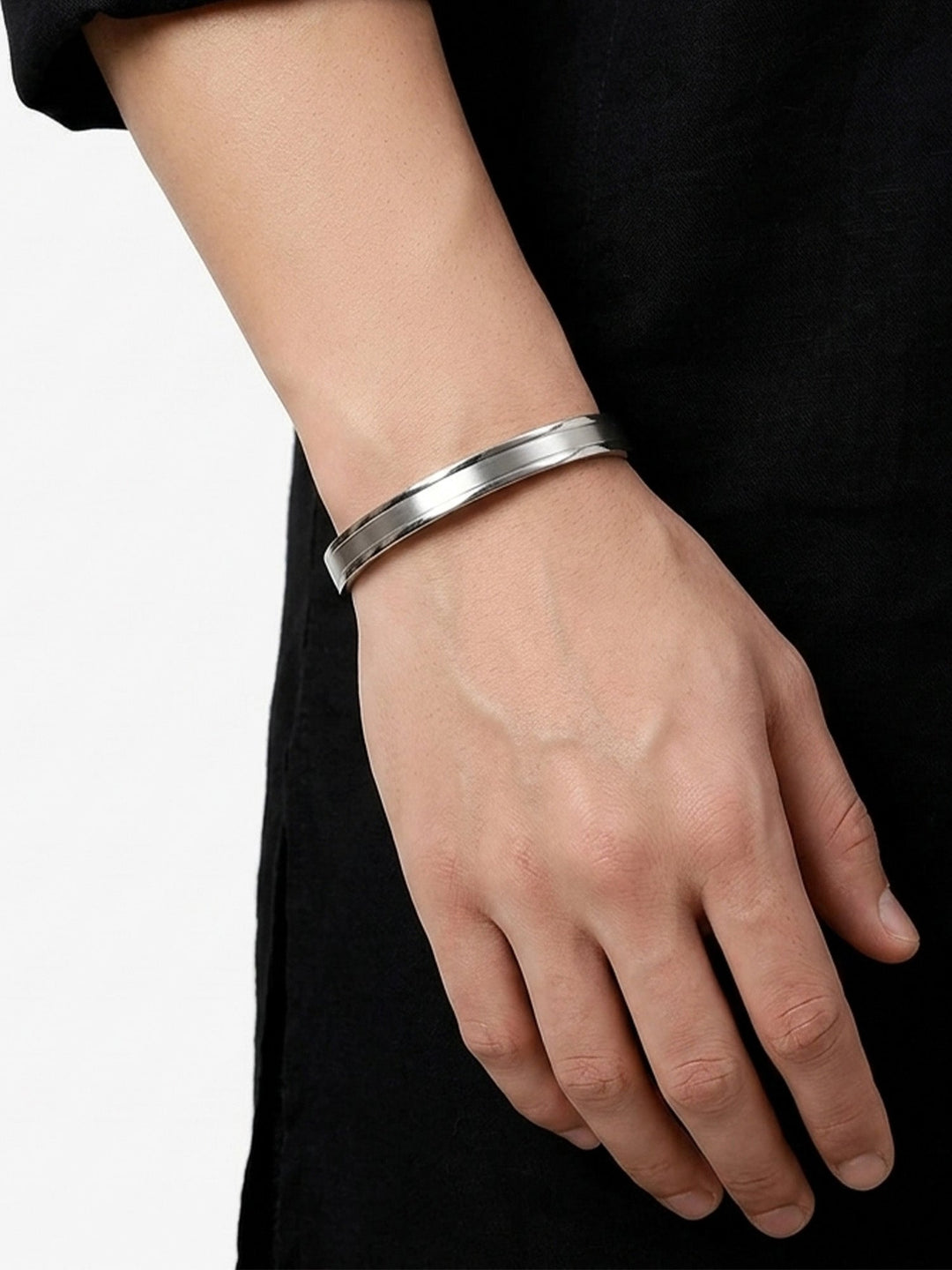 Samar Silver Minimal Dual-Line Kada Men&
