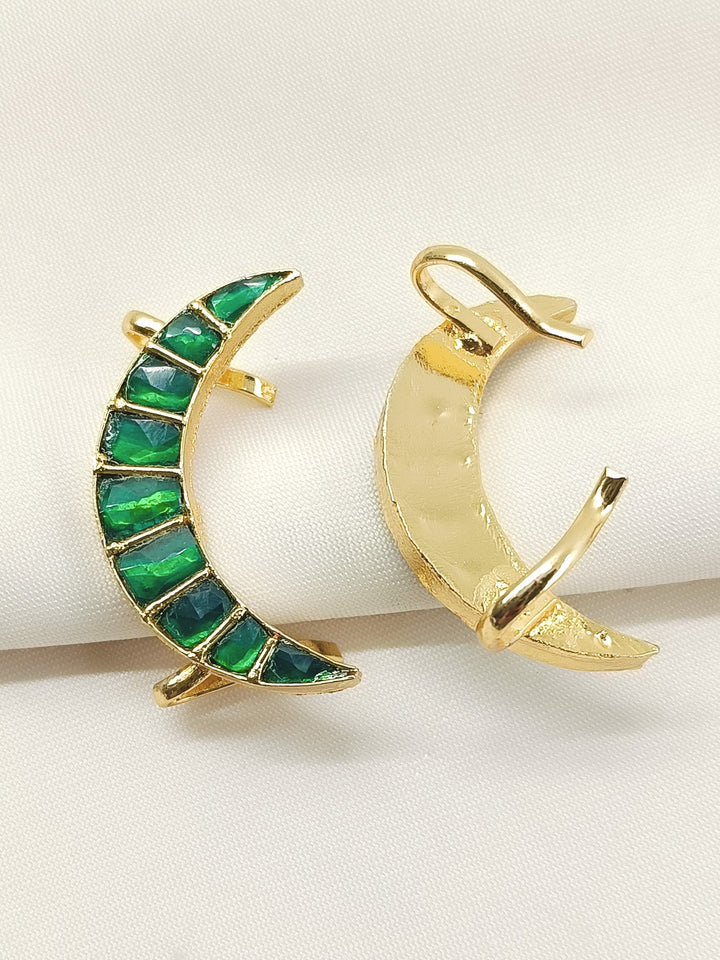 Taruni Green Men's Moon Shape Kundan Earcuff [Price Is For Pair]