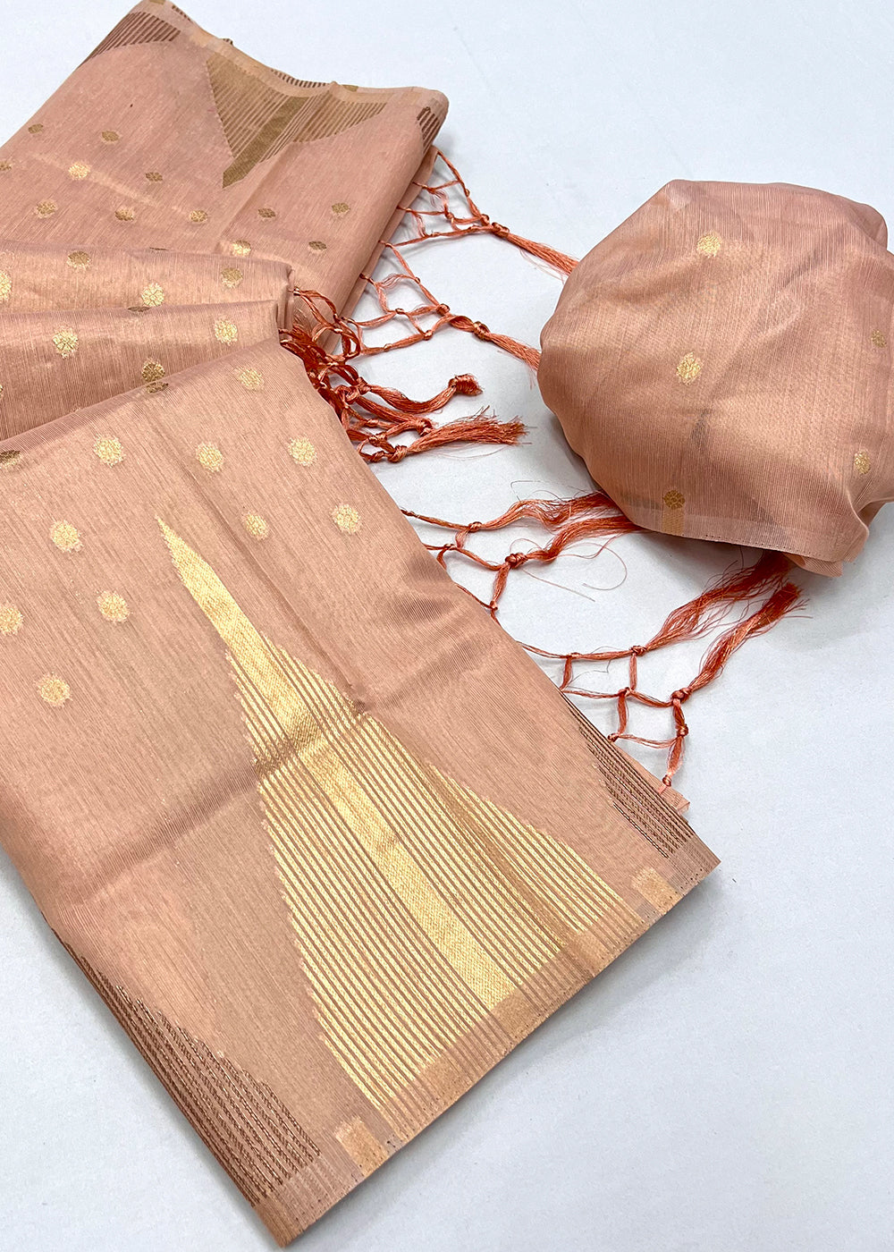 Tea Rose Pink Zari Tissue Silk Saree Handcrafted to Perfection