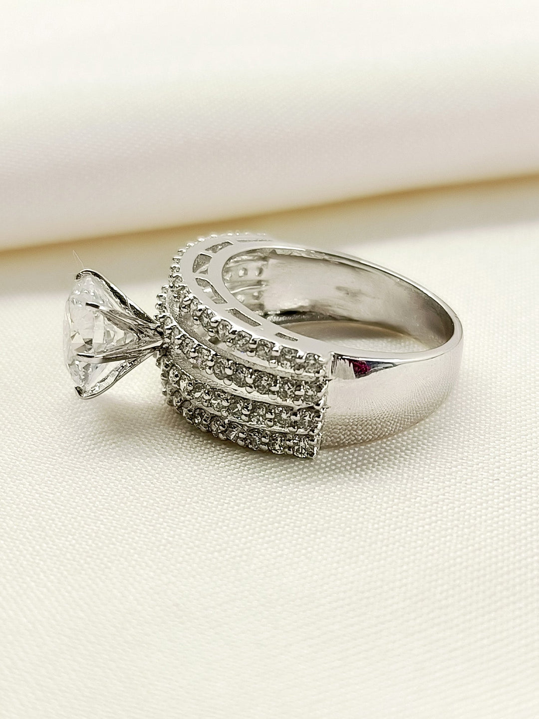 Ruheen 92.5 Silver Swarovski Stone Finger Ring