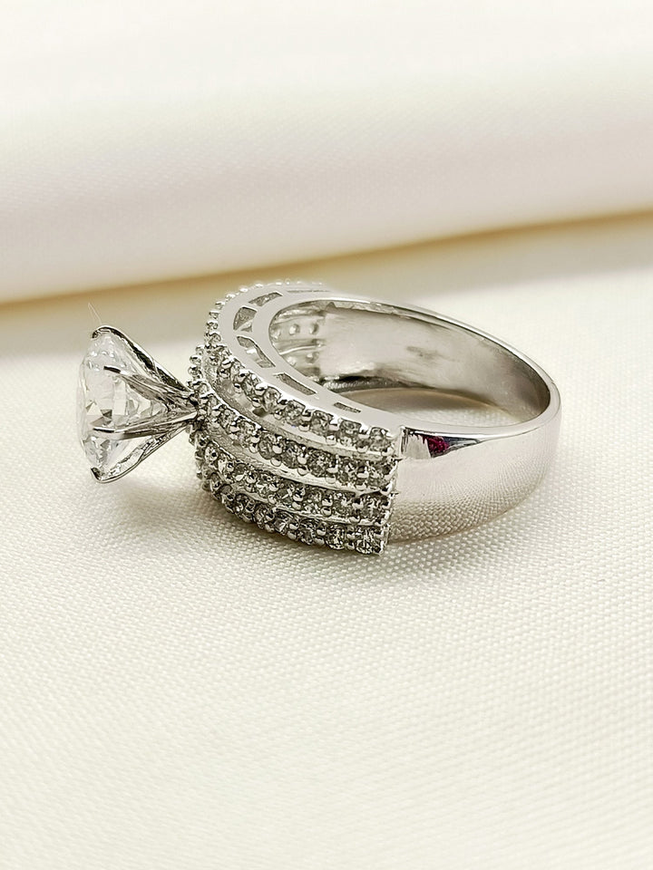 Ruheen 92.5 Silver Swarovski Stone Finger Ring