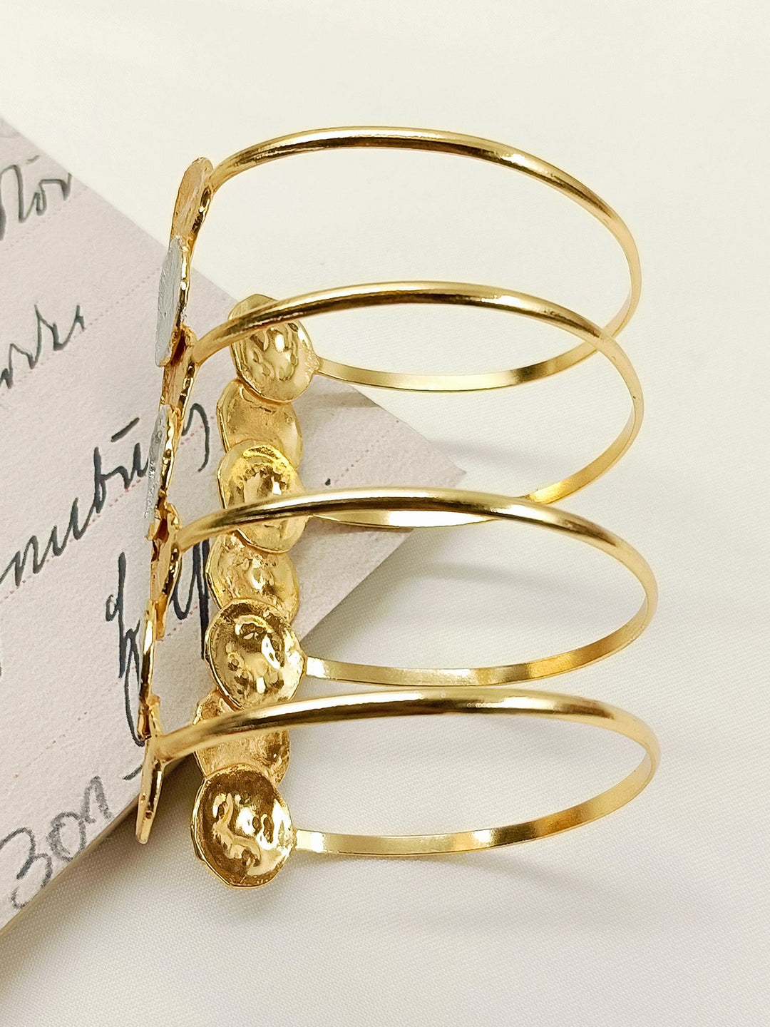 Aasia Molten Dual Tone Coin Cuff Western Bracelet