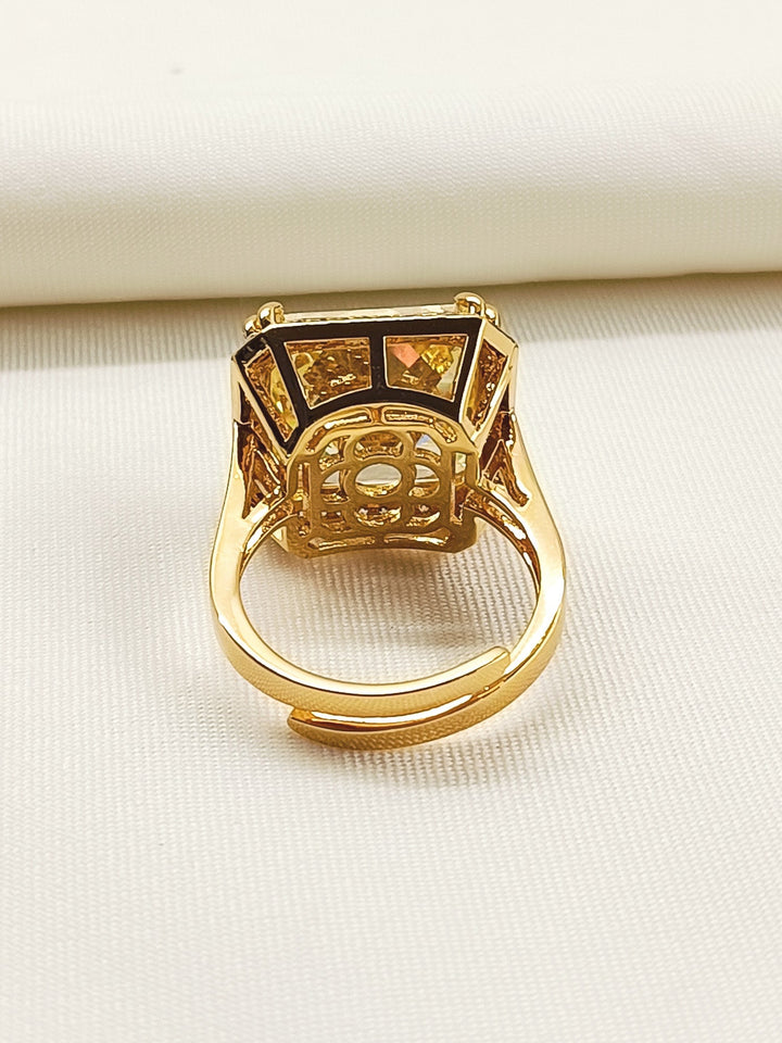 Mona Yellow American Diamond Finger Ring