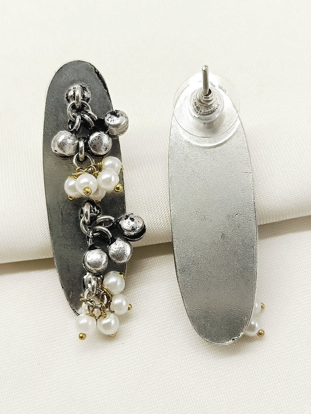 Hayat White Pearl Oxidized Tops