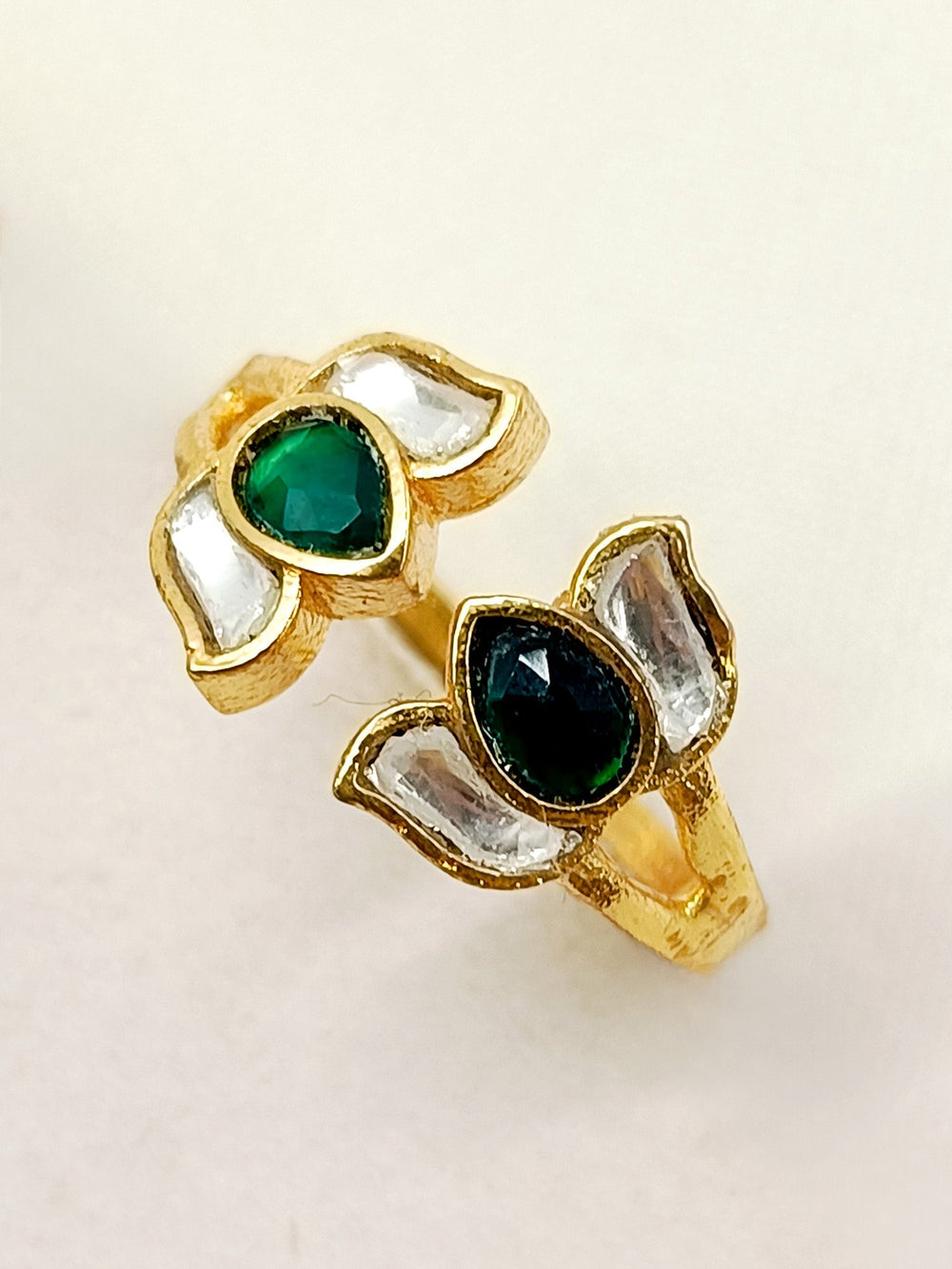 Kanizah Green Kundan Finger Ring