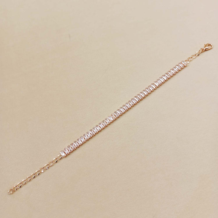 Taru American Diamonds Rose Plated Flexible Bracelet