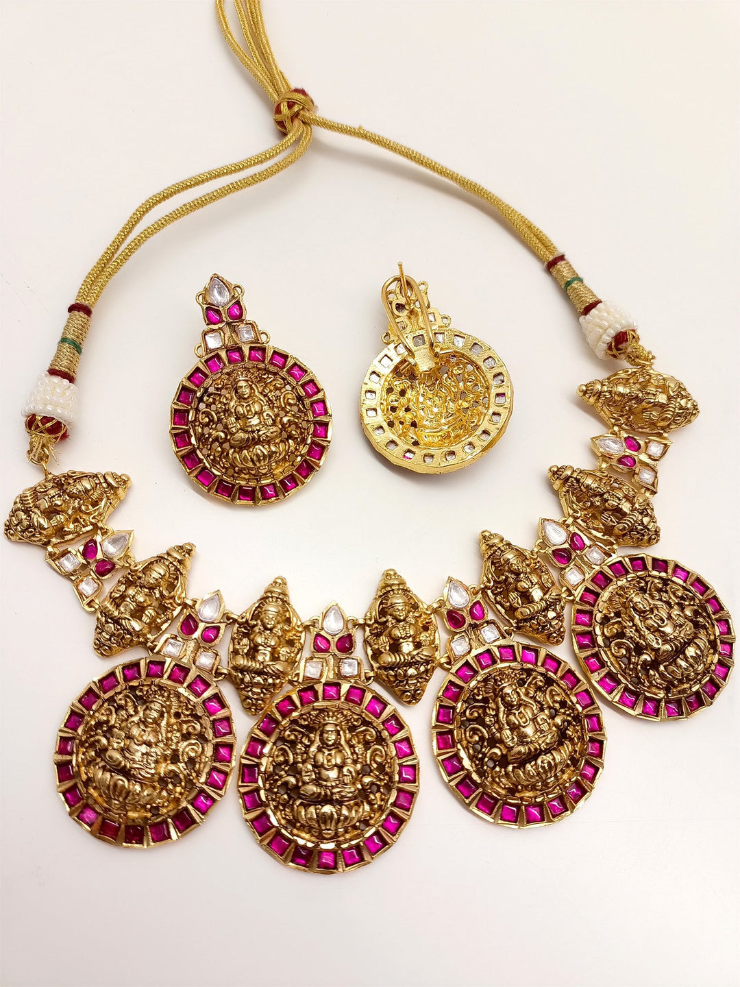 Seerat Majenta Antique Temple Necklace Set