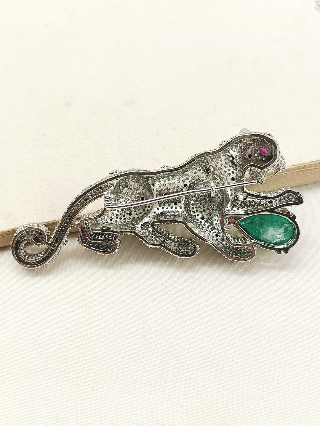 Hridaan Green Leopard Men's Brooch