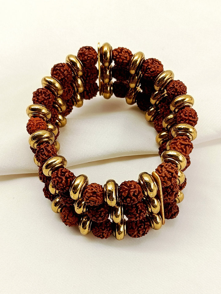 Likhith Three-Layer Rudraksha Mala With Bracelet