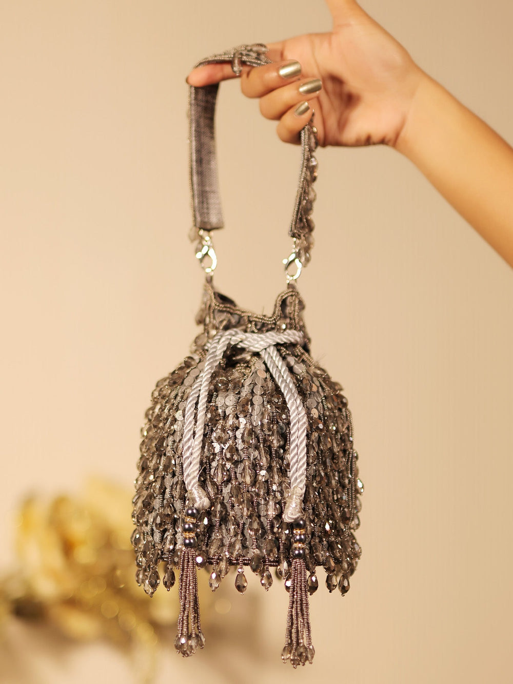 Audrina Grey Potli Bag