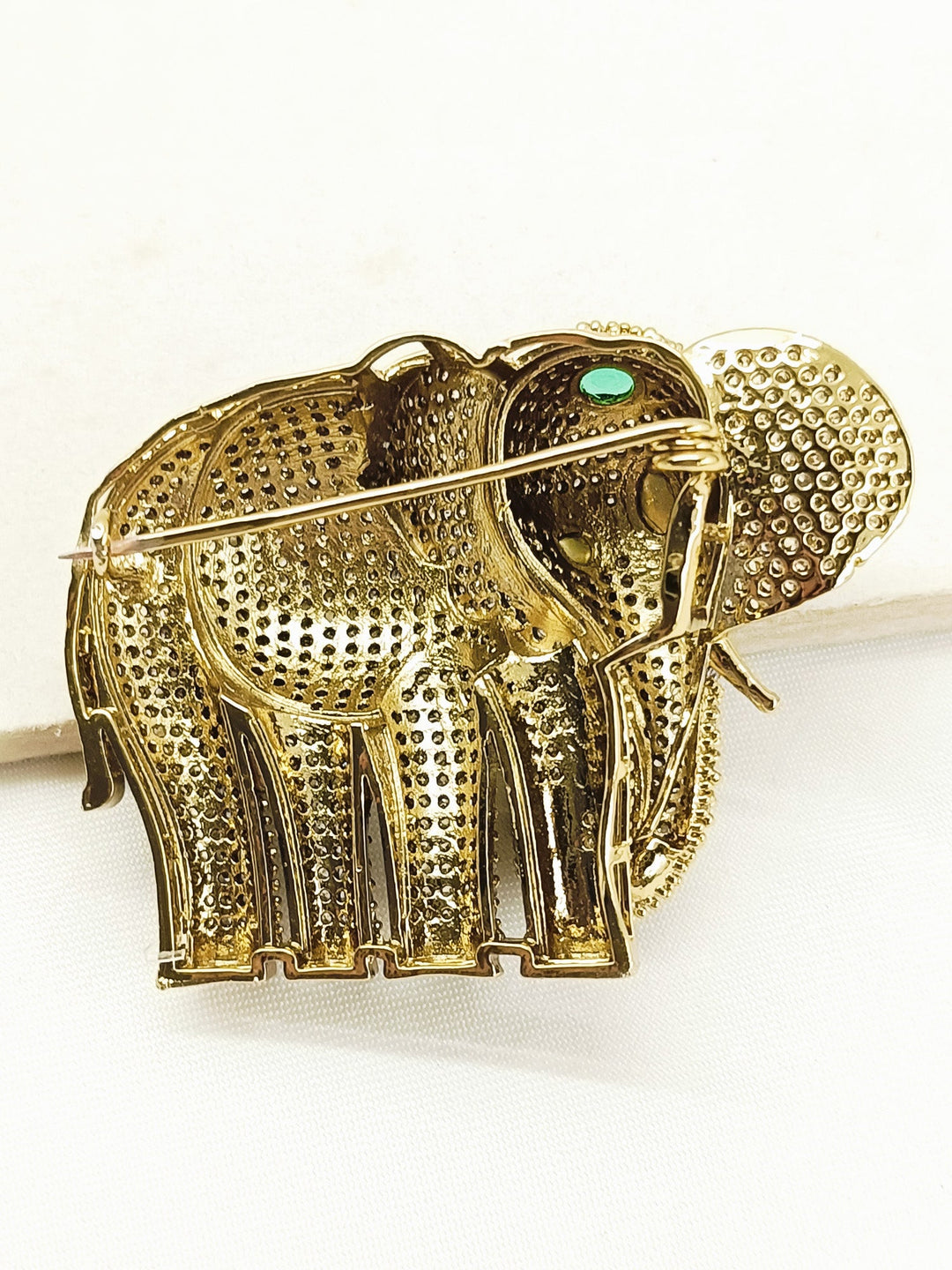 Rajveer Green Elephant Brooch