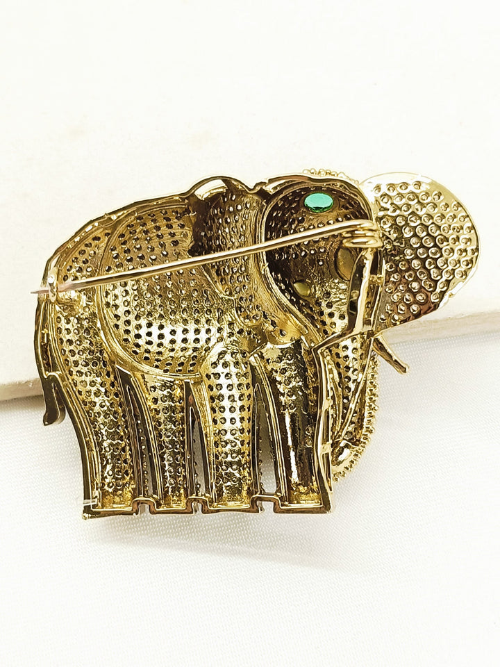 Rajveer Green Elephant Brooch