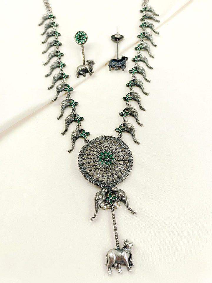 Avisha Green Oxidized Necklace Set