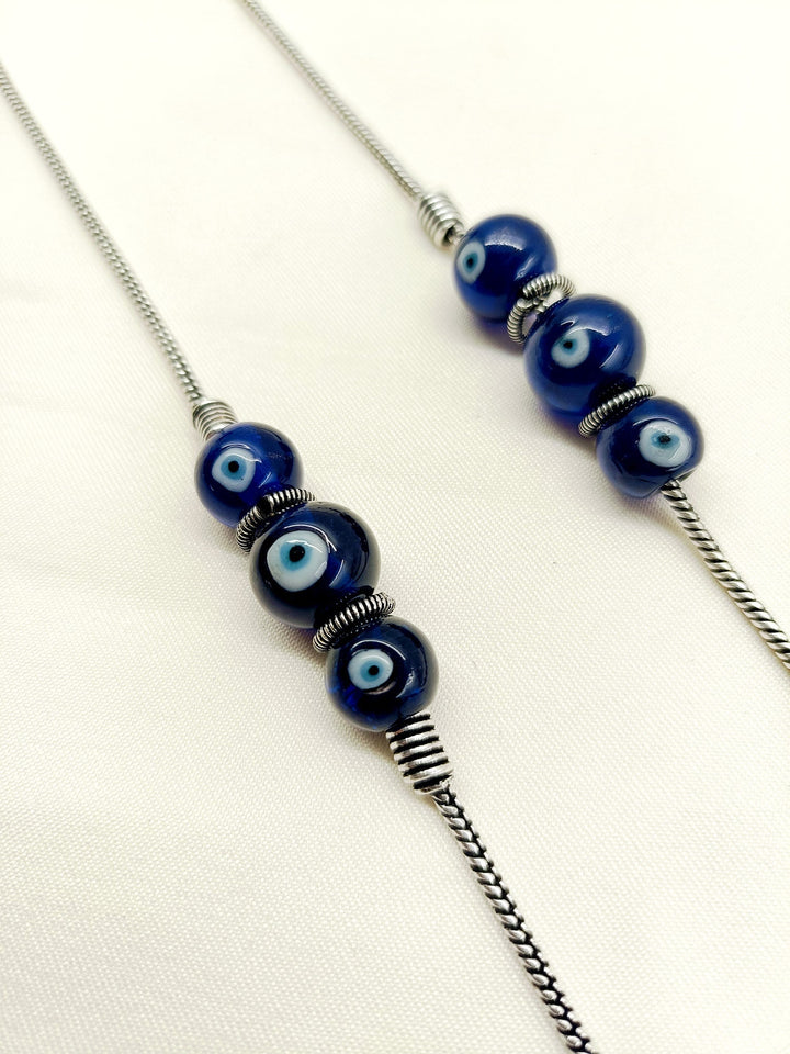 Parnitha Blue Oxidized Silver Anklet