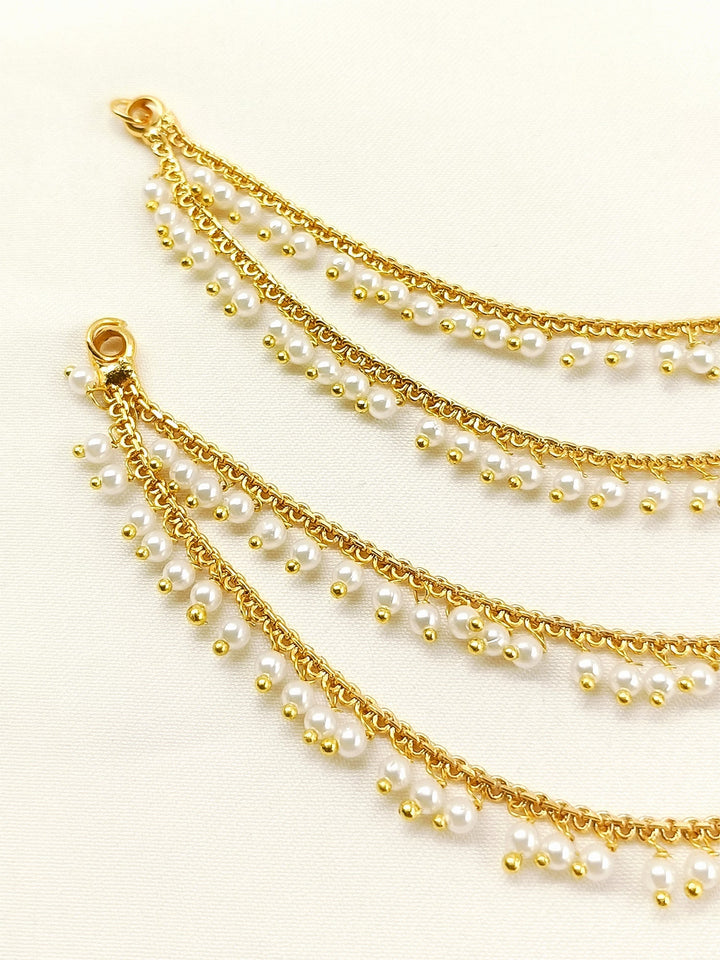Shuchi Golden Traditional Ear Chain - Gold-Plated Brass