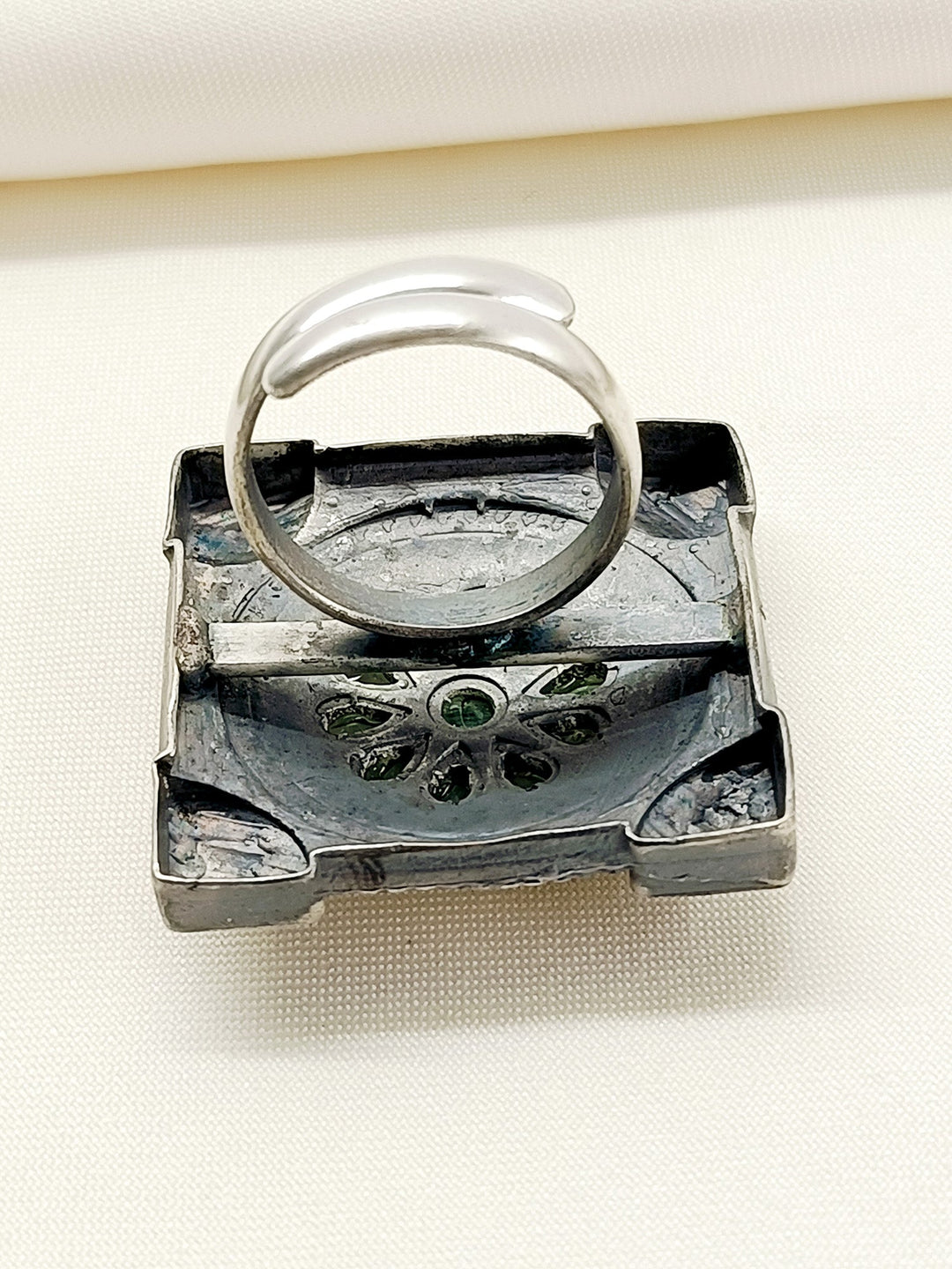 Farida Mint Green Oxidized Finger Ring