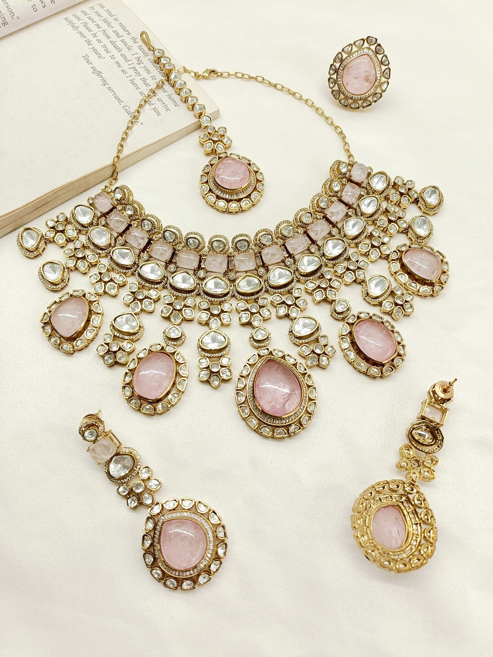 Kashtri Baby Pink Victorian Necklace Set