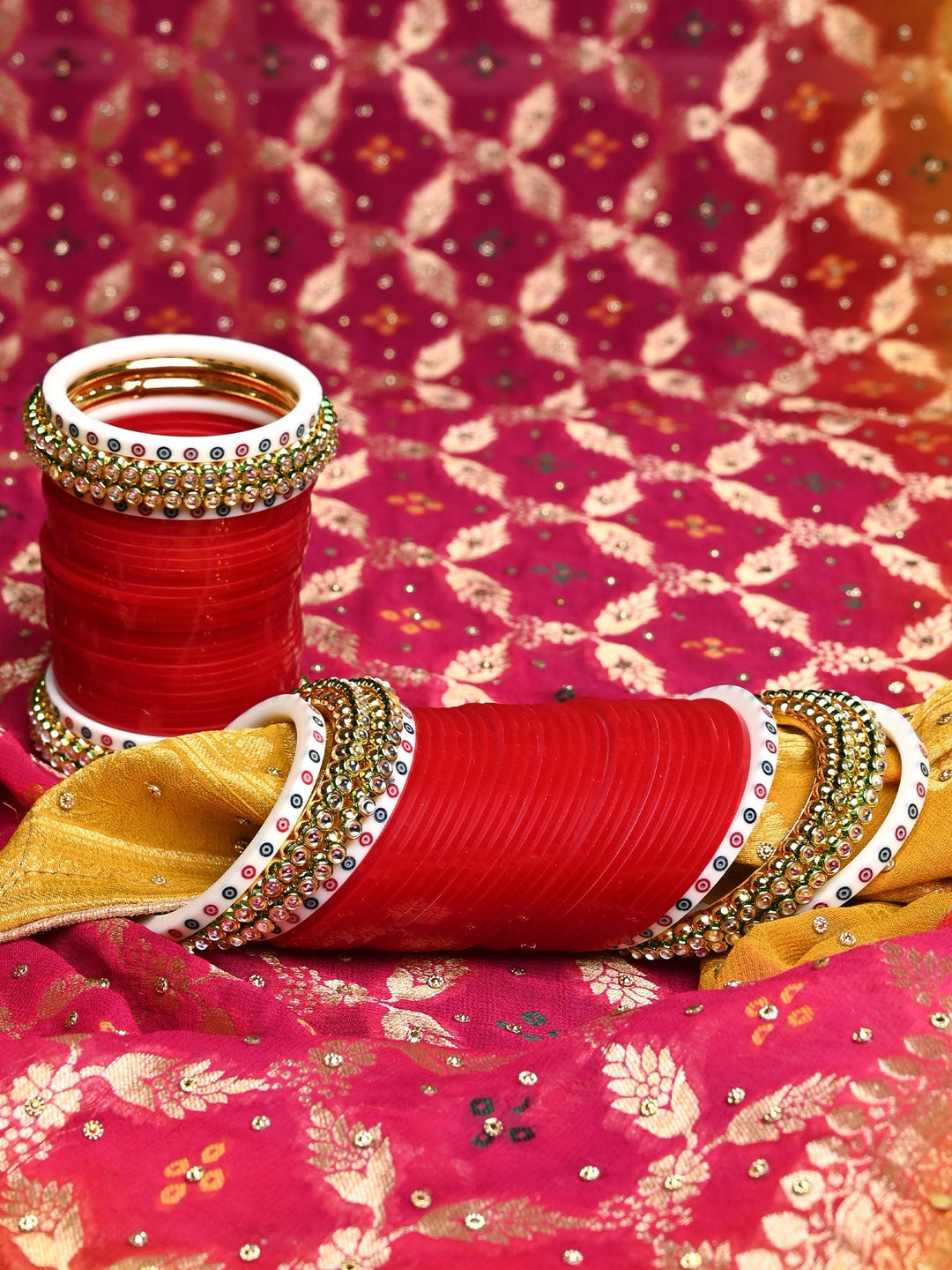 Sargam Kundan Red Chura