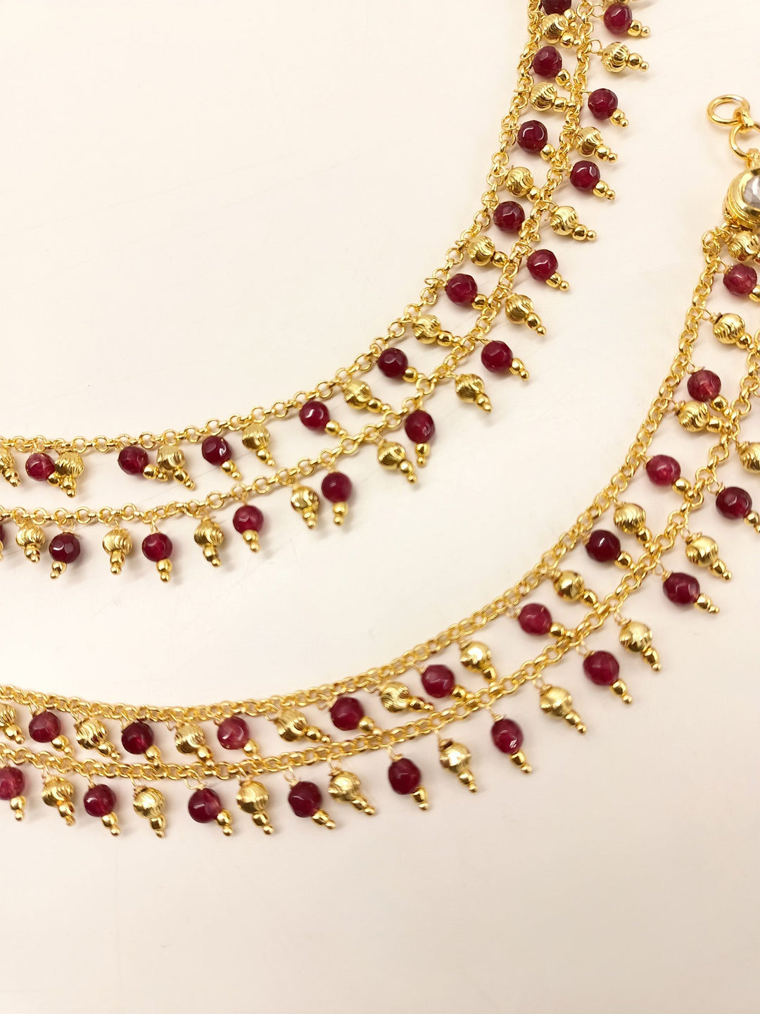 Yashwini Ruby Gold Plated Ear Chain