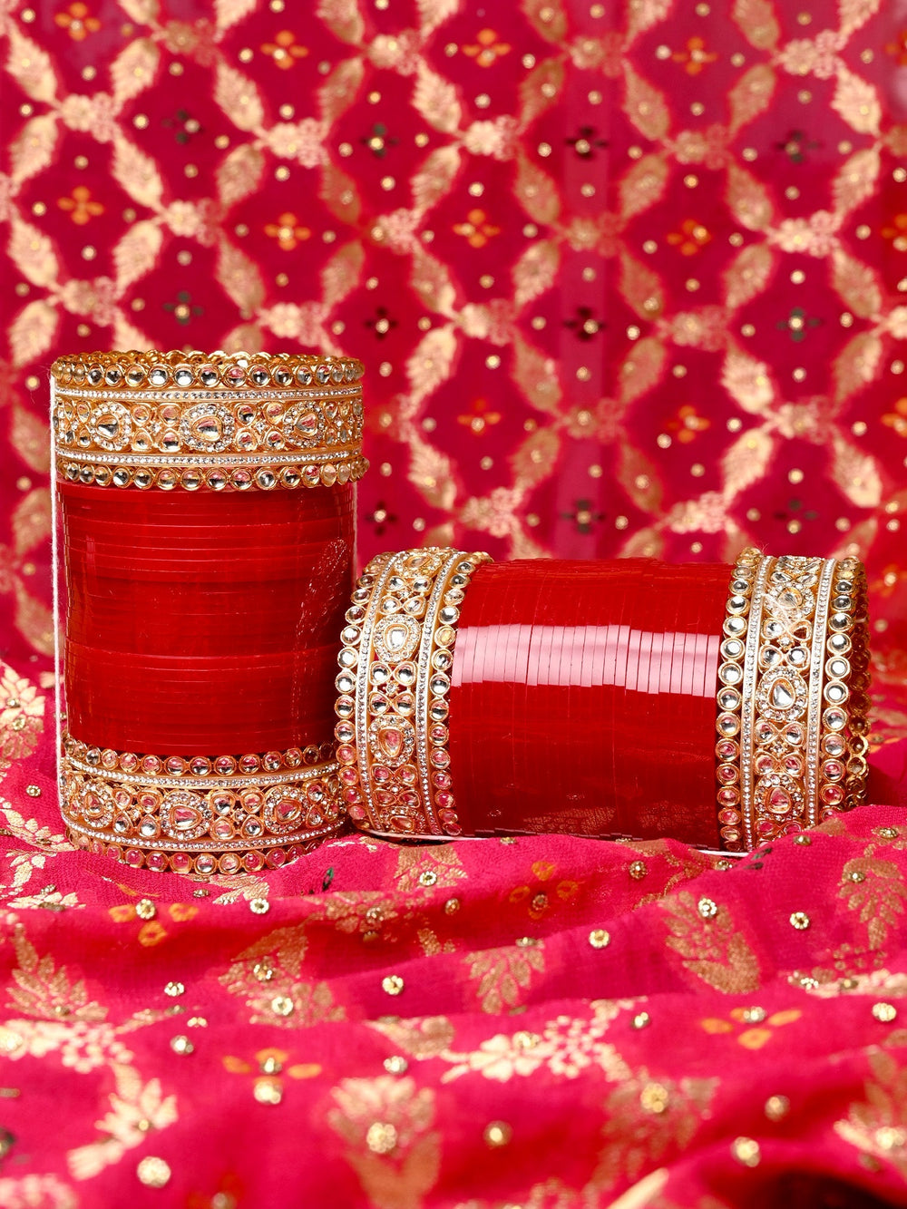 Roopavni Kundan And Diamond Work Maroon Punjabi Chura