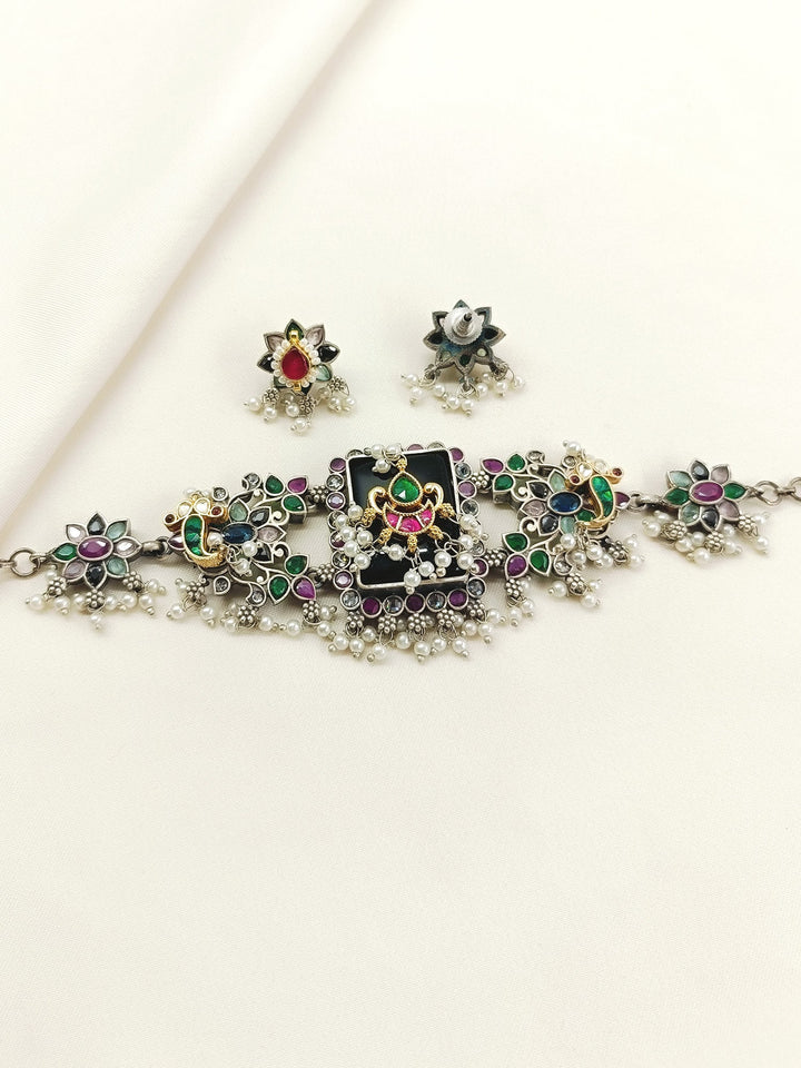 Vasuda Multi Colour Oxidized Choker Set