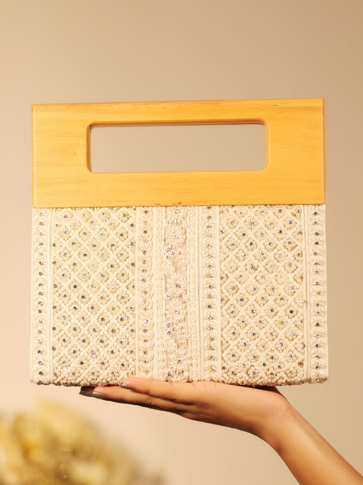 Yashaswini White Evening Clutch