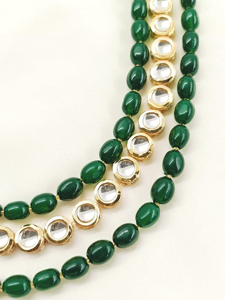 Prakash Green Groom Beads Neckpiece - Gold Plating Mala