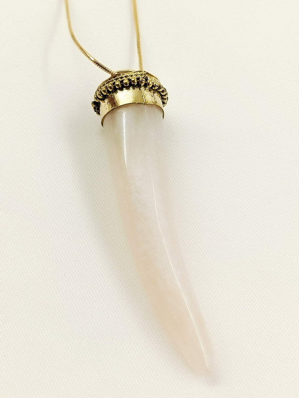 Athvik Rose Quartz Men's Neckpiece - Antique Gold Plating