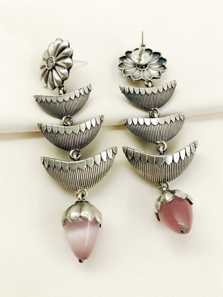 Ekansha Baby Pink Oxidized Earrings