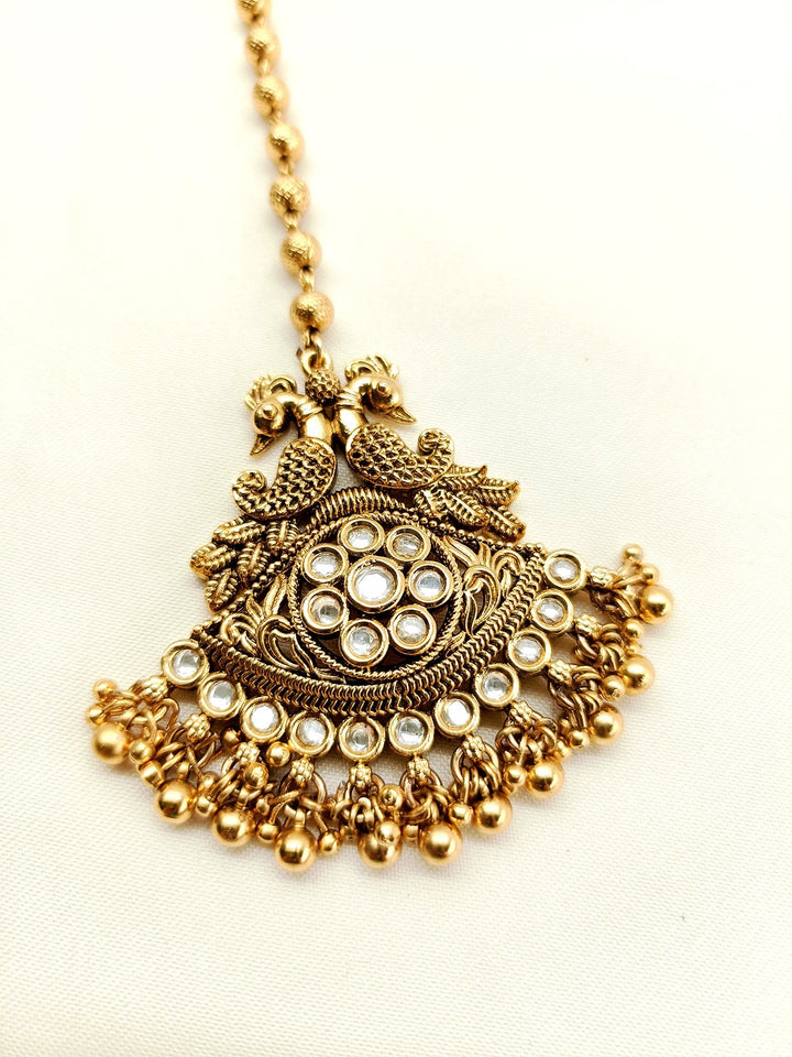 Sandhya White Gold Plated Antique Teeka