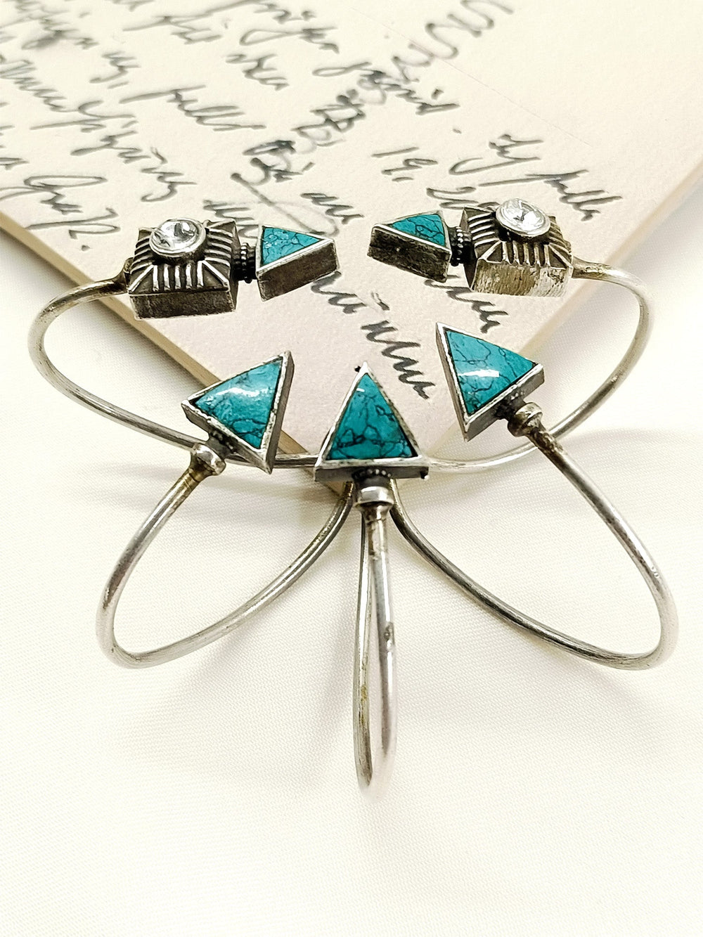 Viren Firozi Oxidized Silver Geometric Palm Men's Bracelet