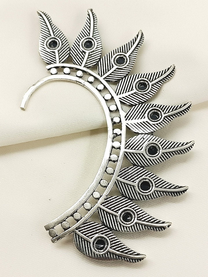 Josephine Black Men’s Oxidized Feather Earcuff - Men&