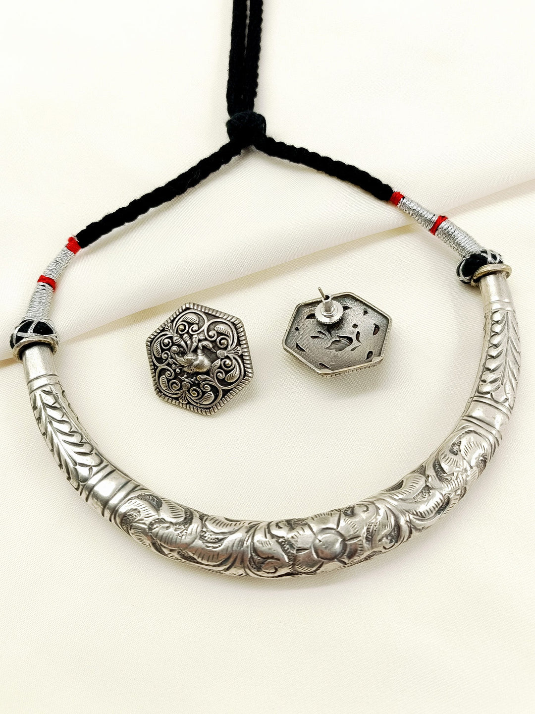 Irie Black Tribal Oxidized Hasli Choker Set