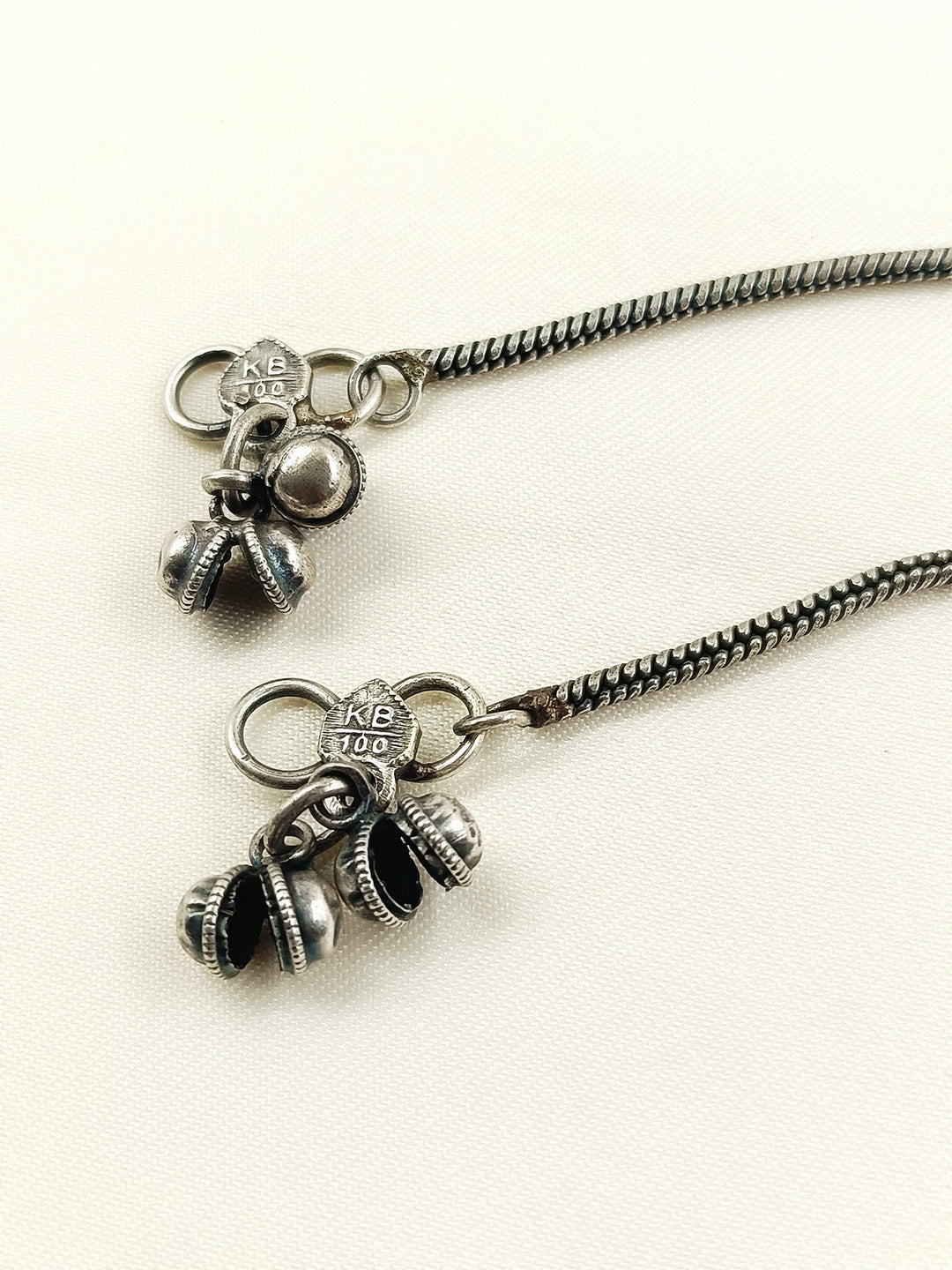 Yagvi Oxidized Silver Anklet Pair