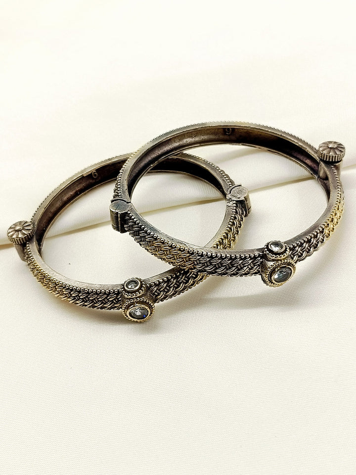 Abhinta White Oxidized Bangles