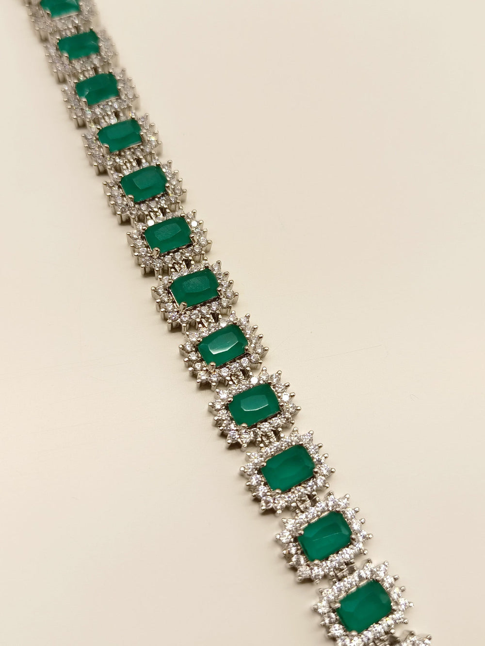 Ziva Emerald American Diamond Bracelet