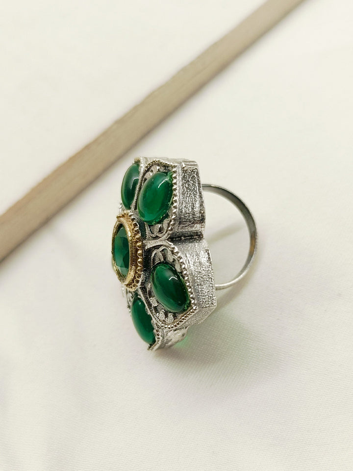 Ridika Green Oxidized Finger Ring