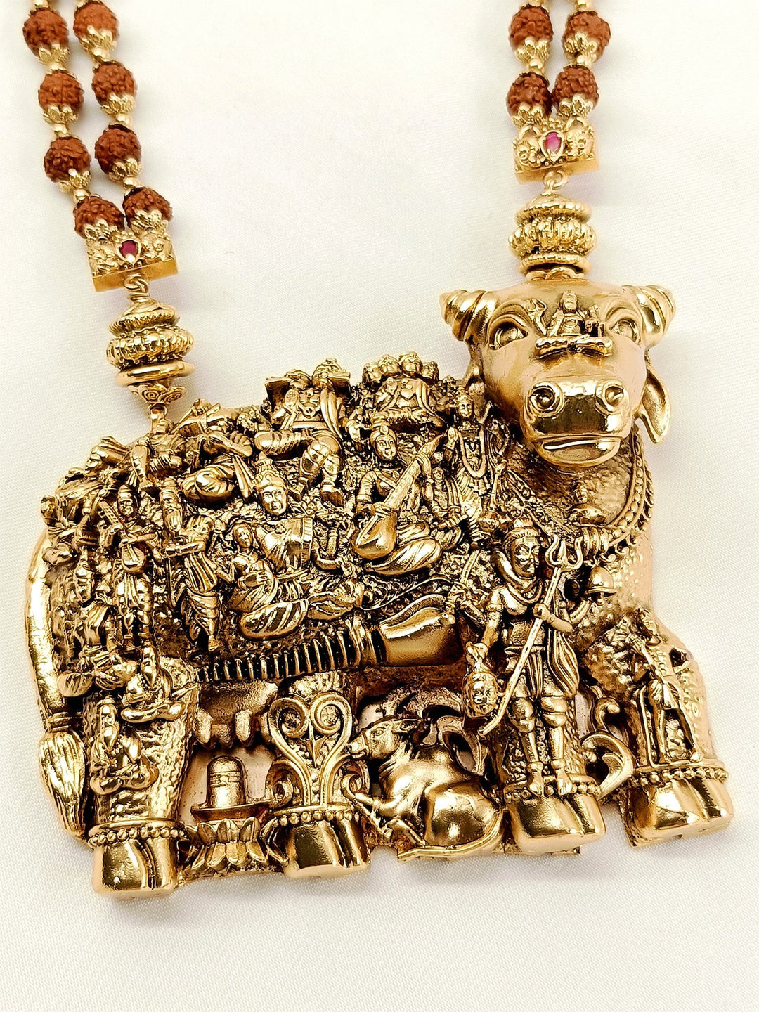 Nandi Ji Golden Groom Rudraksh Neckpiece - Antique